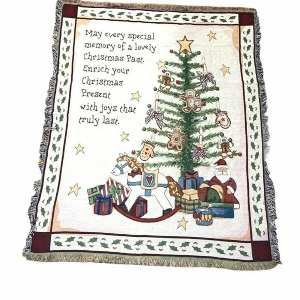 Tache Home Fashions Merry Christmas Tree Morning Tapestry Throw